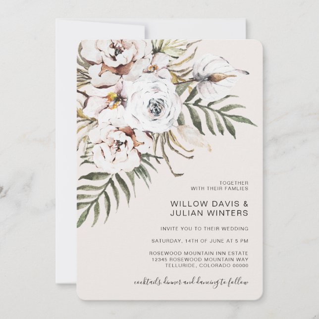 Boho Tropical Wedding Invitation (Front)