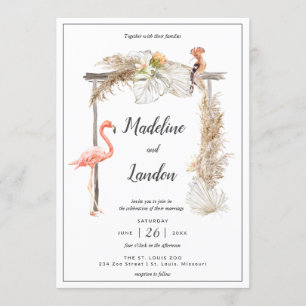 Boho Tropical Zoo Wedding Destination Invitation