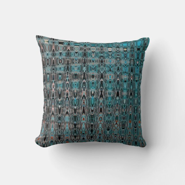 Boho Turquoise Black Grey Millefiori Zig Zag Cushion (Front)