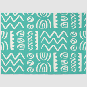 Boho Turquoise White Patterned Decoupage Tissue Paper