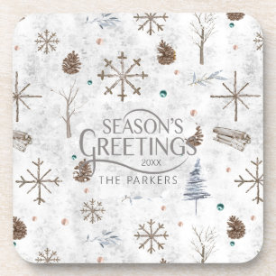 Boho Twigs & Pinecone Christmas ID986 Coaster