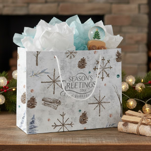 Boho Twigs & Pinecone Christmas ID986 Large Gift Bag