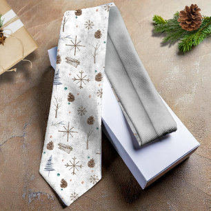 Boho Twigs & Pinecone Christmas ID986 Tie