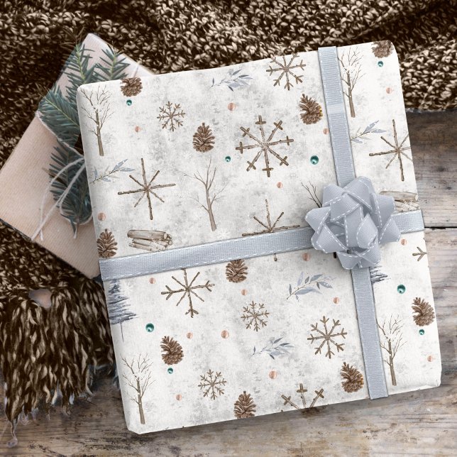 Boho Twigs & Pinecone Christmas ID986 Wrapping Paper (Creator Uploaded)