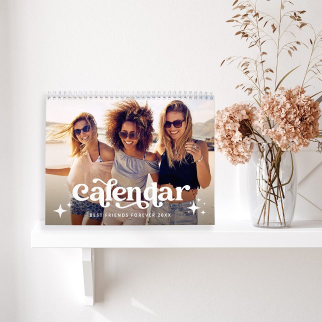 Boho Typography and Stars | Friends Photo Calendar (A trendy, boho and retro style calendar to fill with photos of your BFFs)
