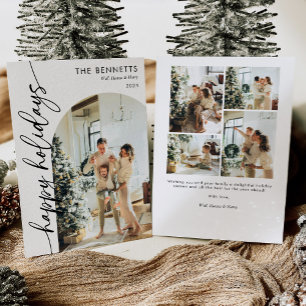 Boho Typography Happy Holidays Arch Photo Holiday Card