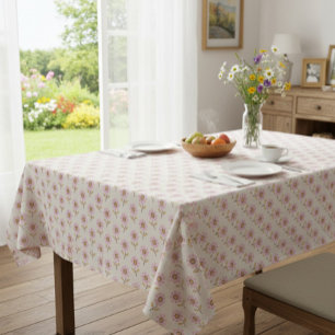 Boho Ukrainian Folk Cross Stitch Floral Tablecloth