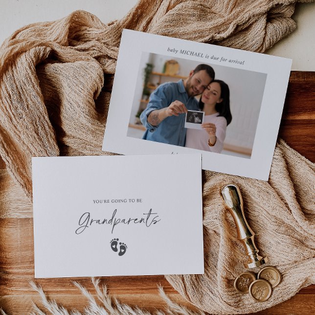 Boho Ultrasound Photo Pregnancy Announcement Card (Creator Uploaded)