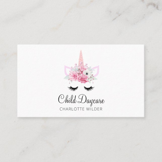Boho Unicorn Child Daycare Business Card (Front)