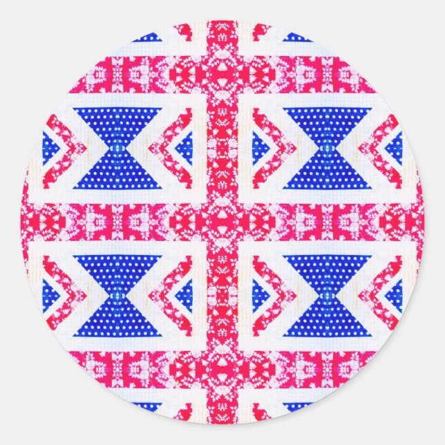 boho union jack classic round sticker (Front)