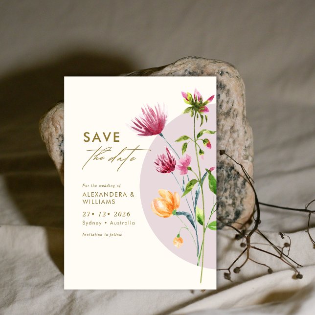 Boho Unique Spring Wildflower Save the date  Invitation (Creator Uploaded)