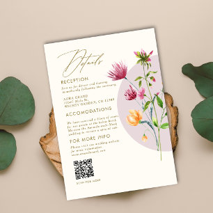 Boho Unique Spring Wildflower Whimsical Wedding Enclosure Card
