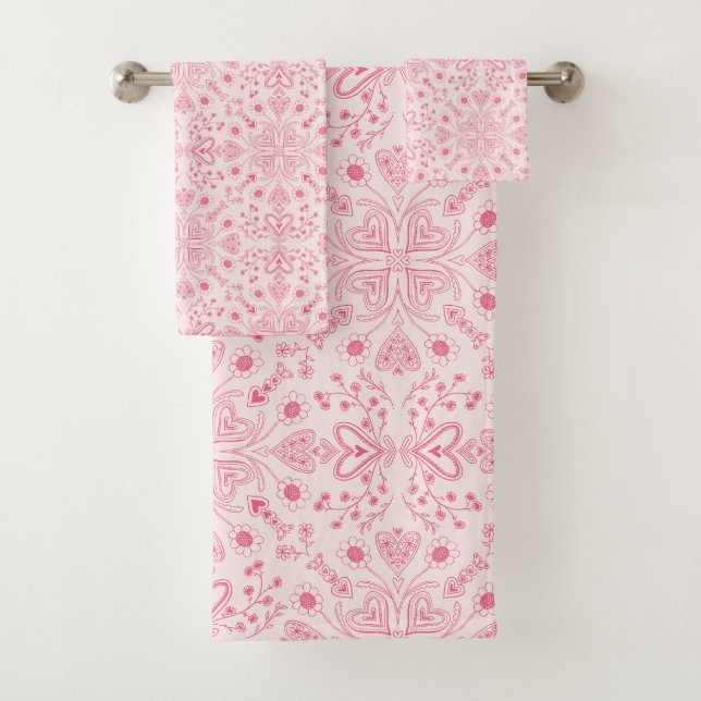Boho Valentine Garden Mandala bath towel set (Insitu)