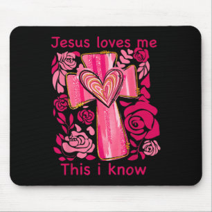 Boho Valentine Jesus Loves Me This I Know Christia Mouse Pad
