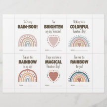 Boho Valentine’s Day Cards for Kids Classroom 