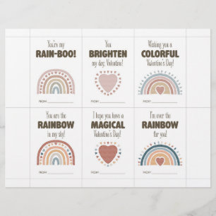 Boho Valentine’s Day Cards for Kids Classroom Custom Letterhead