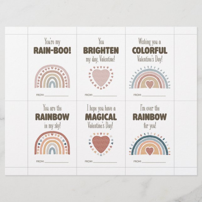 Boho Valentine’s Day Cards for Kids Classroom  Custom Letterhead (Front)