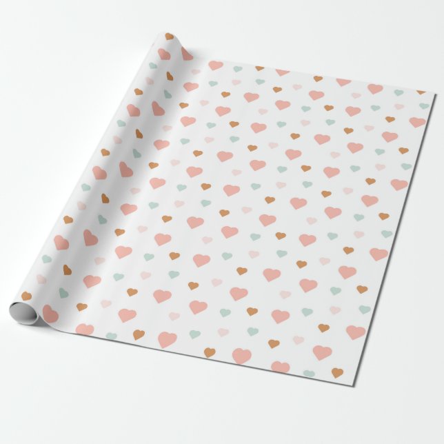 Boho Valentine's Day pastel love hearts Wrapping Paper (Unrolled)