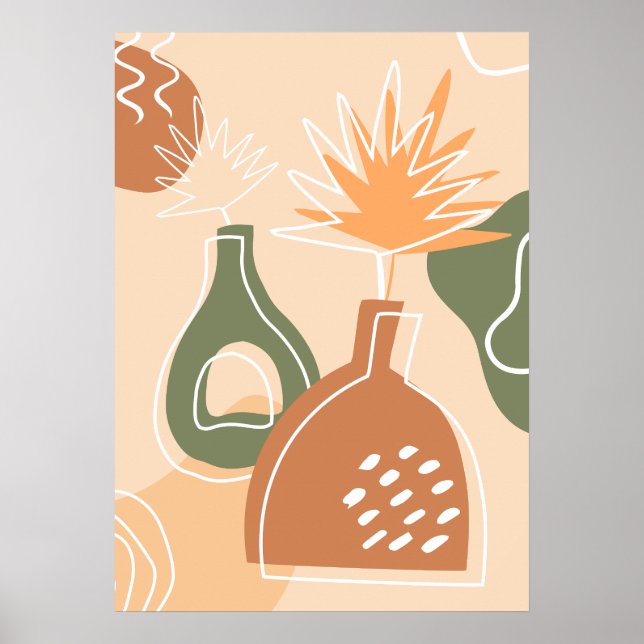  Boho Vases Wall Art Print Tropical Leaves Poster (Front)