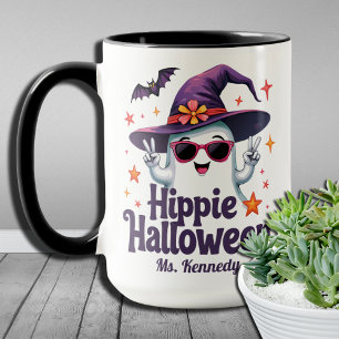 Boho Vibes Hippie Groovy Spooky Season Halloween Mug