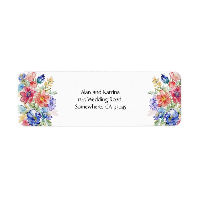 Boho Vibrant Flowers Return Address Label (Front)