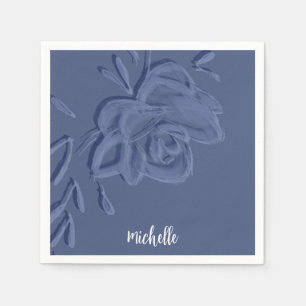 Boho Vintage Artistic Blue Flowers Napkin