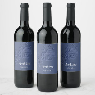 Boho Vintage Artistic Blue Flowers Wine Label