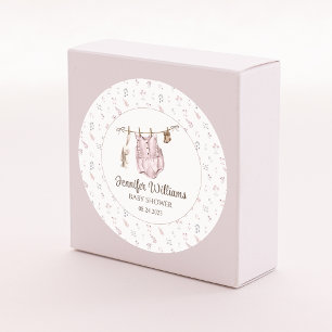 Boho vintage baby girl shower round stickers