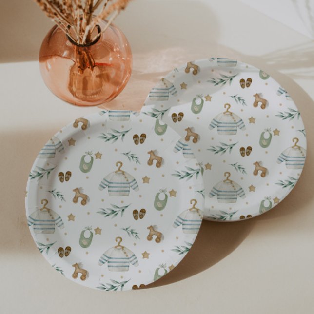 Boho Vintage Baby Pattern Paper Plate (Creator Uploaded)