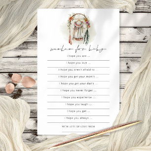 Boho Vintage Clothes Wishes for Baby Shower Game Flyer