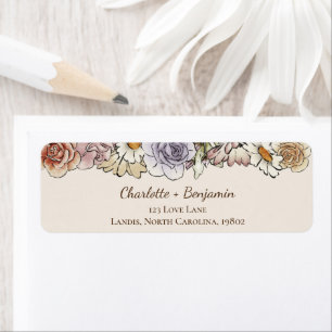 Boho Vintage Floral Baby Shower Return Address Label