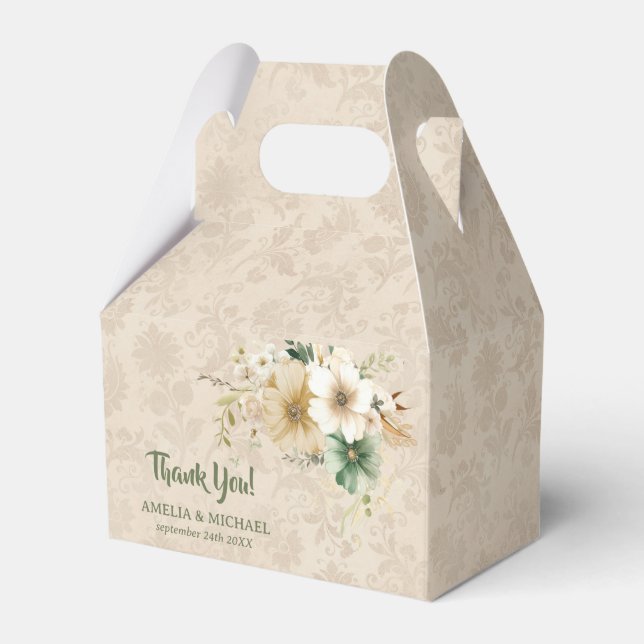 Boho Vintage Floral Botanical Wedding Favour Box (Front Side)