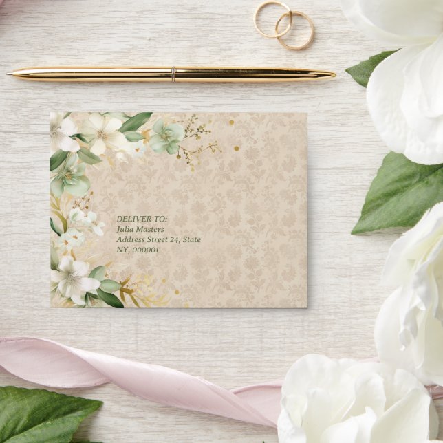 Boho Vintage Floral Botanical Wedding Invitation Envelope (Wedding)