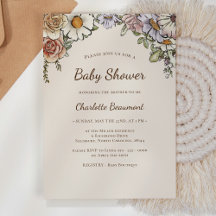 Boho Vintage Floral Gender Neutral Baby Shower