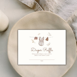 Boho Vintage Girl Outfit Baby Shower Diaper Raffle Enclosure Card