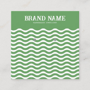 Boho Vintage green wave Earrings Display Card