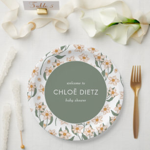 Boho Vintage Groovy Baby Shower Paper Plate