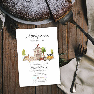 Boho Vintage Little Farmer Tractor Baby Shower Invitation