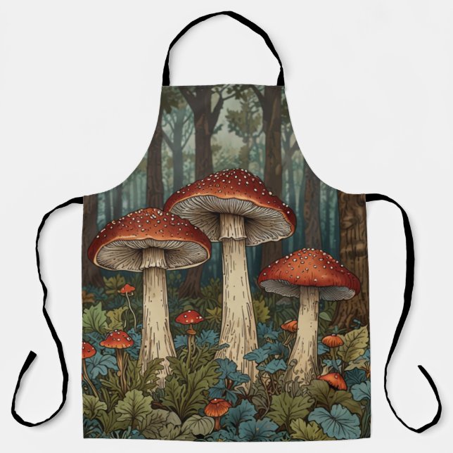 Boho vintage mushrooms woodland forest apron (Front)