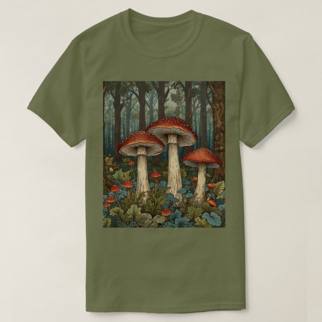 Boho vintage mushrooms woodland forest T-Shirt (Design Front)