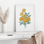 Boho Vintage Mustard Yellow Flower Wall Art Print<br><div class="desc">Boho Vintage Mustard Yellow Flower Wall Art Print</div>