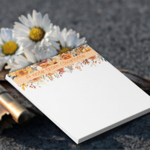 Boho vintage orange wildflower watercolor yellow notepad
