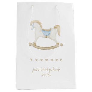Boho Vintage Rocking Horse Cowboy Baby Shower Medium Gift Bag