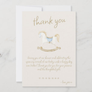 Boho Vintage Rocking Horse Cowboy Baby Shower Thank You Card