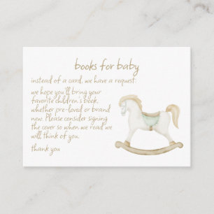 Boho Vintage Sage Rocking Horse Cowboy Books Baby  Enclosure Card