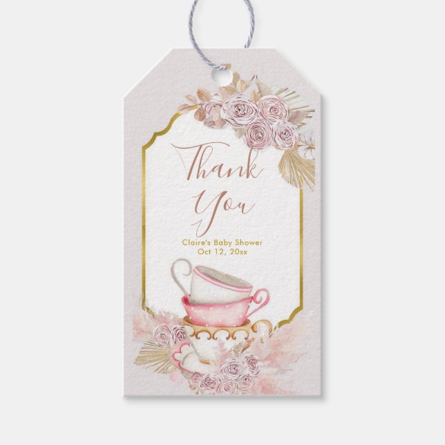Boho Vintage Tea Party Thank you Tag (Front)
