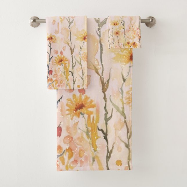 Boho Vintage Wildflowers Bath Towel Set (Insitu)