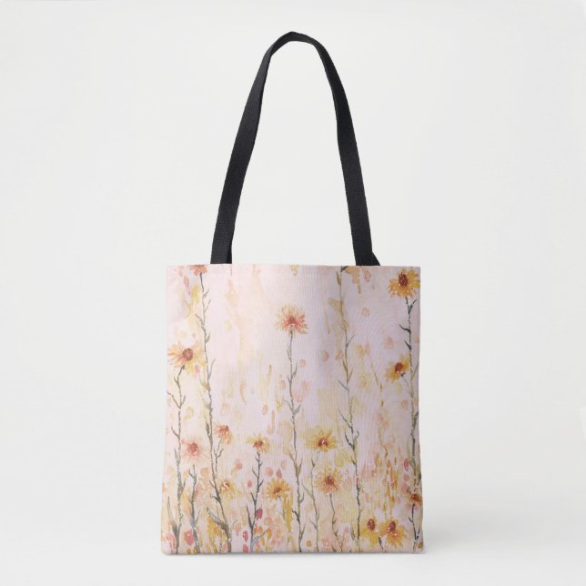 Boho Vintage Wildflowers Tote Bag (Front)