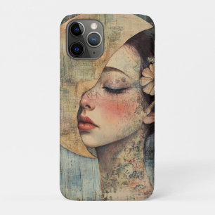 Boho Vintage Woman and Half Moon iPhone 11 Pro Case
