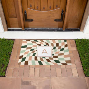 Boho Warped Chequerboard Monogram Doormat